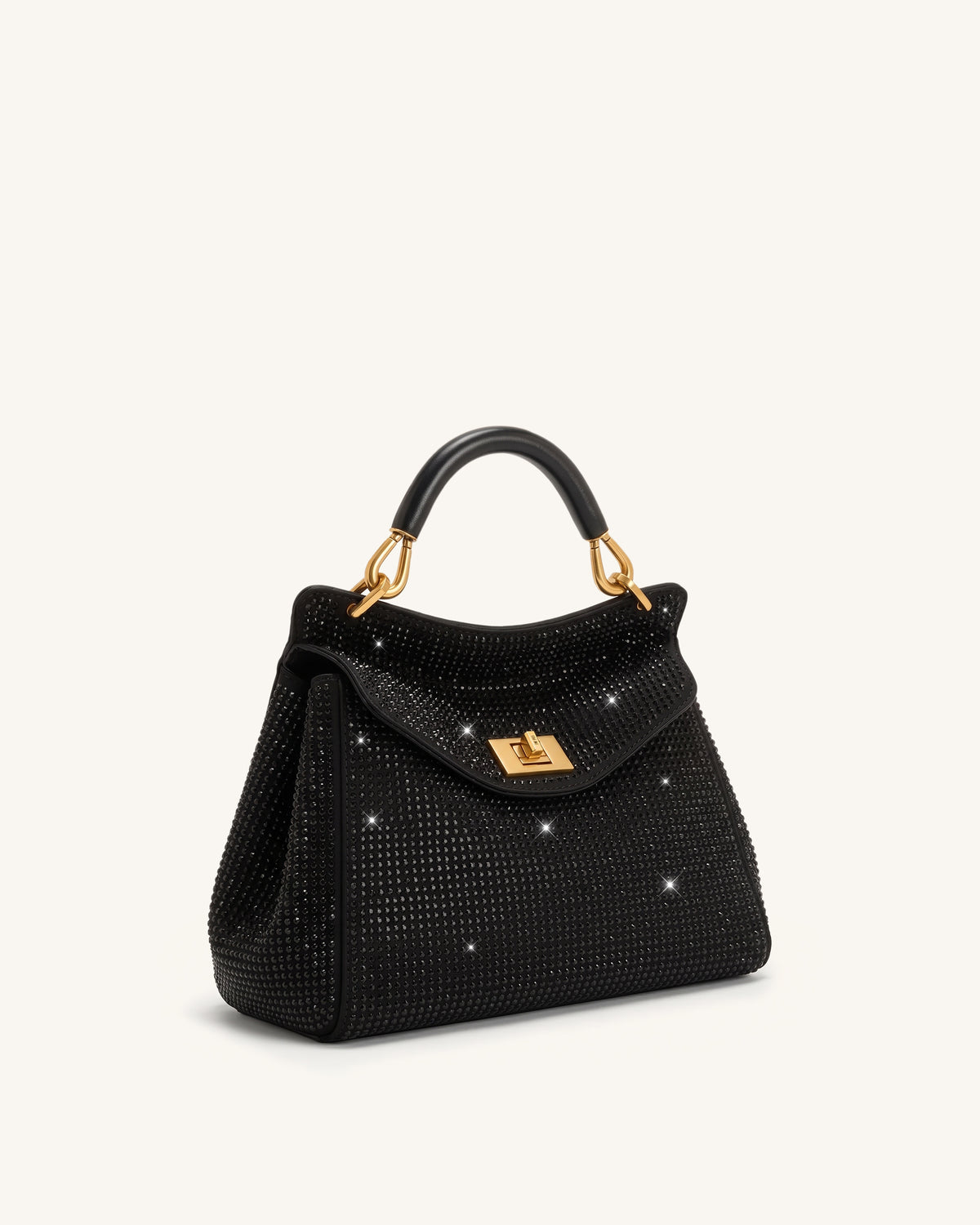 Lucia Classic Artificial Crystal Top Handle Bag - Black - view 2