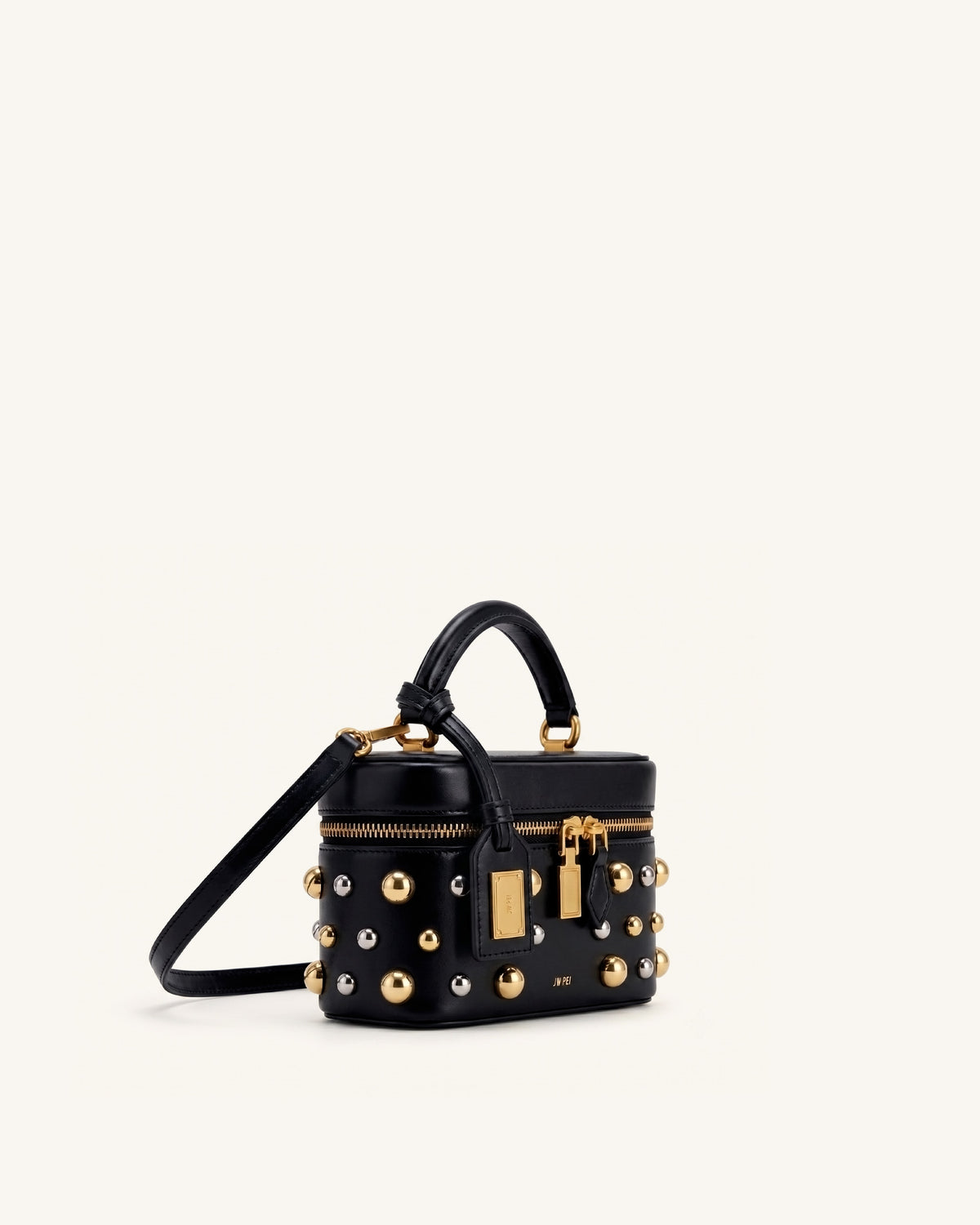 Cleo Studded Box Shape Top Handle Bag - Black - view 2