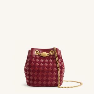 Yara Faux Suede Hand-Woven Bucket Bag - Dark Red - view 1