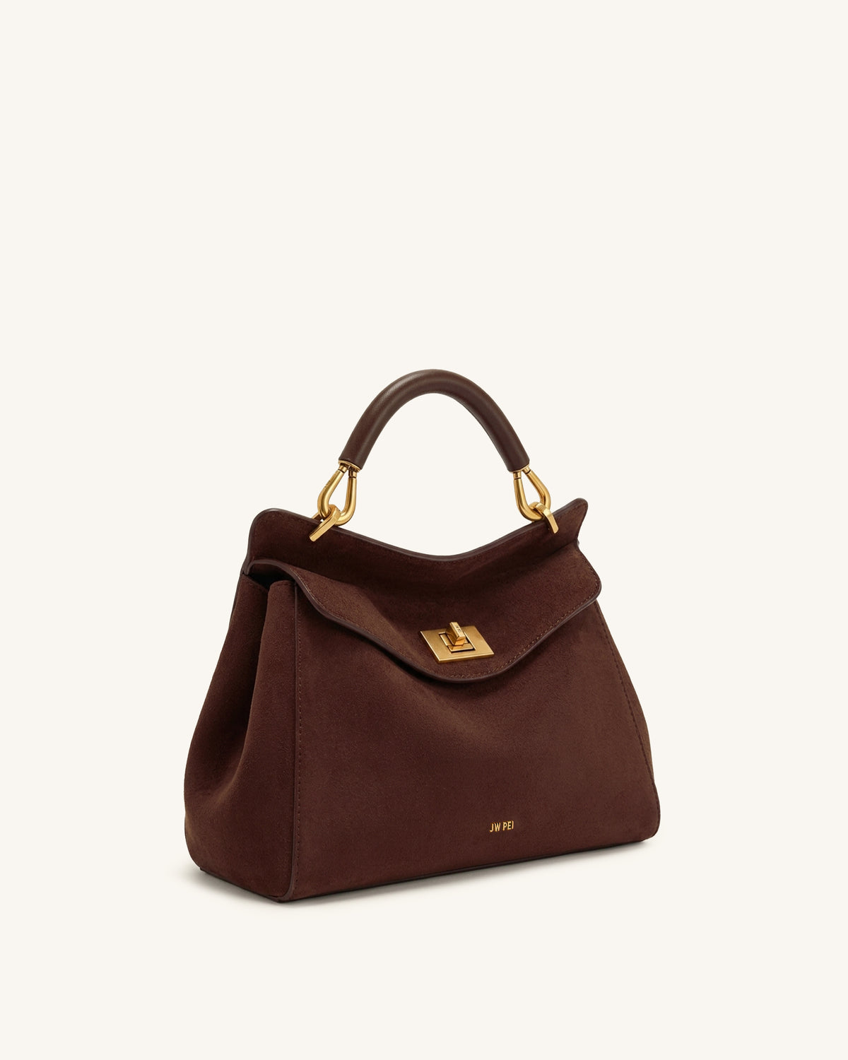 Lucia Classic Faux Suede Top Handle Bag - Dark Brown - view 2