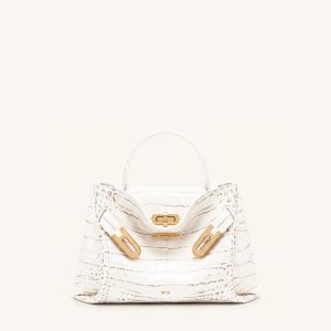 Rhea Small Double Buckle Shoulder Bag - White Croc - view 1