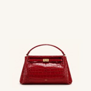 Carmen Top Handle Bag - Dark Burgundy Croc - view 1