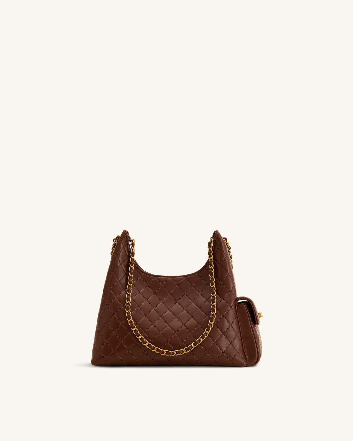 Vivian Quilted Chain Shoulder Bag - Brown - view 3