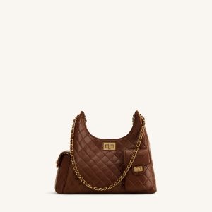 Vivian Quilted Chain Shoulder Bag - Brown - view 1