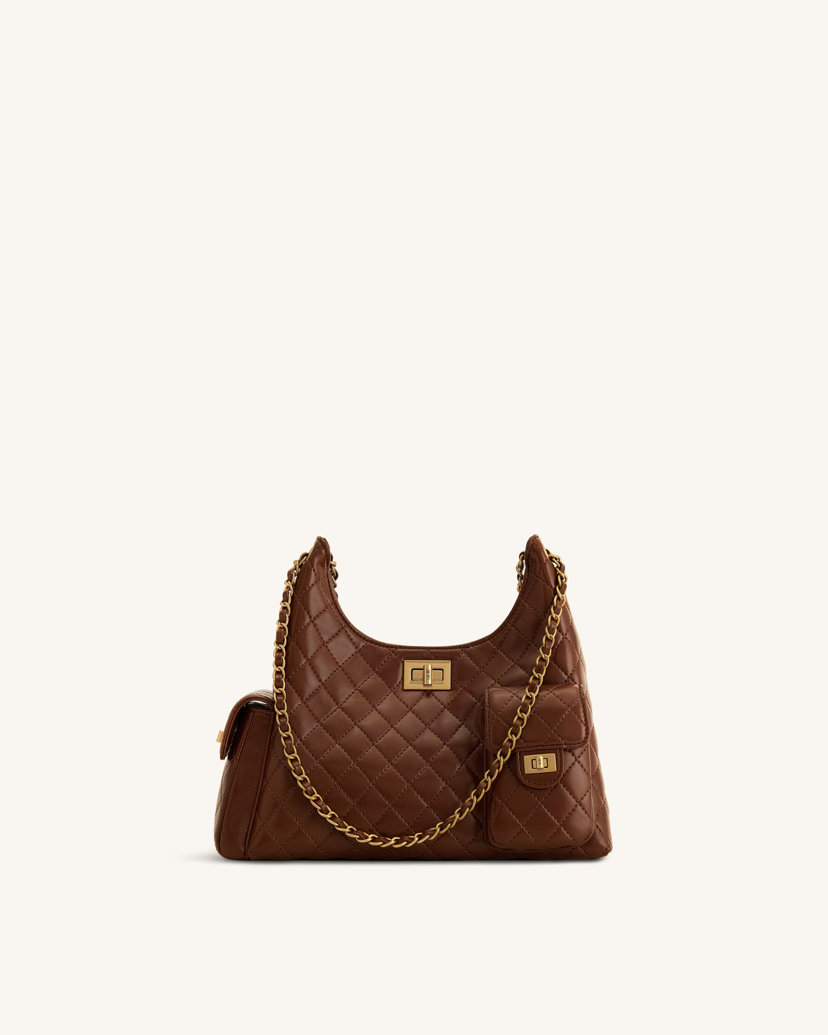 Vivian Quilted Chain Shoulder Bag - Brown - view 1