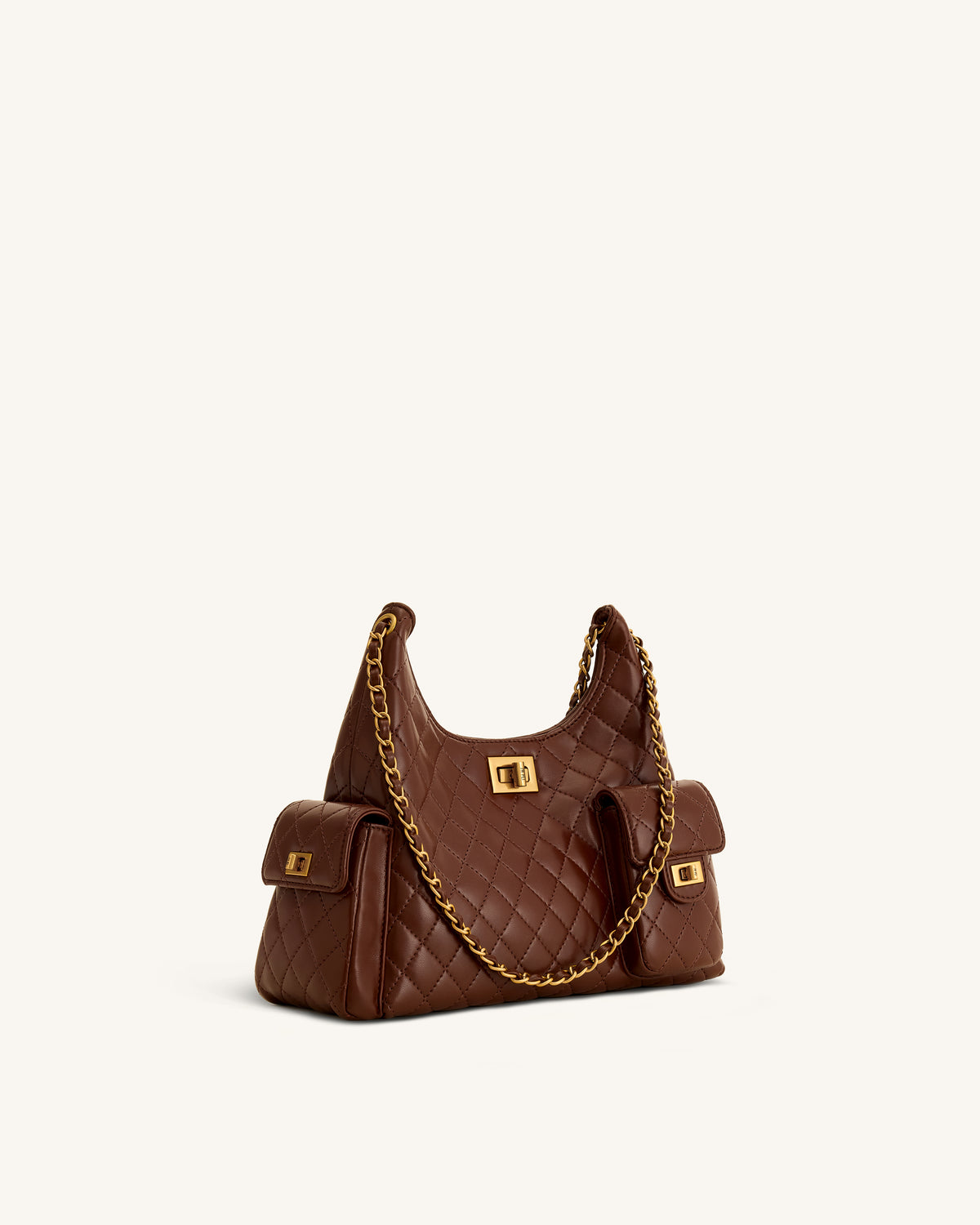 Vivian Quilted Chain Shoulder Bag - Brown - view 2