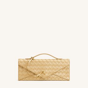 Celeste Woven Textured Envelope Top Handle Bag - Champagne Gold - view 1