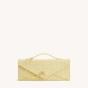 Celeste Woven Textured Envelope Top Handle Bag - Yellow - view 1