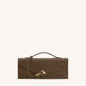 Celeste Woven Textured Envelope Top Handle Bag - Mocha Brown - view 1
