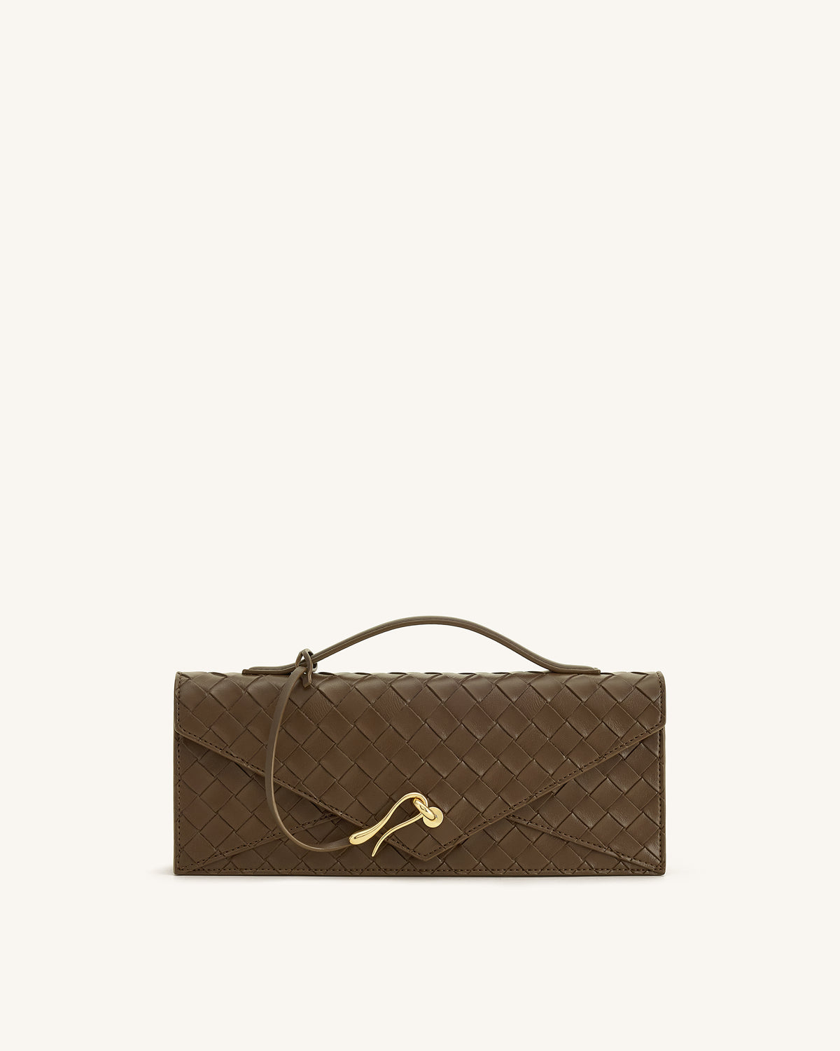 Celeste Woven Textured Envelope Top Handle Bag - Mocha Brown - view 1