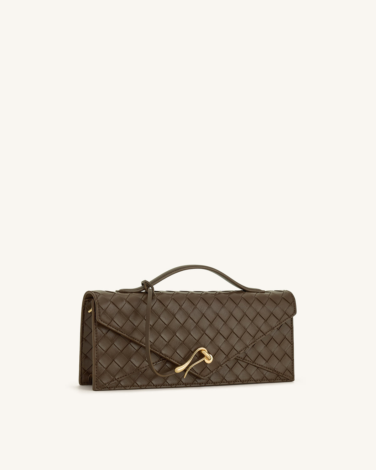 Celeste Woven Textured Envelope Top Handle Bag - Mocha Brown - view 2