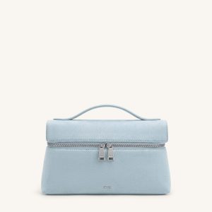 Thea Faux Suede Top Handle Bag - Light Blue - view 1