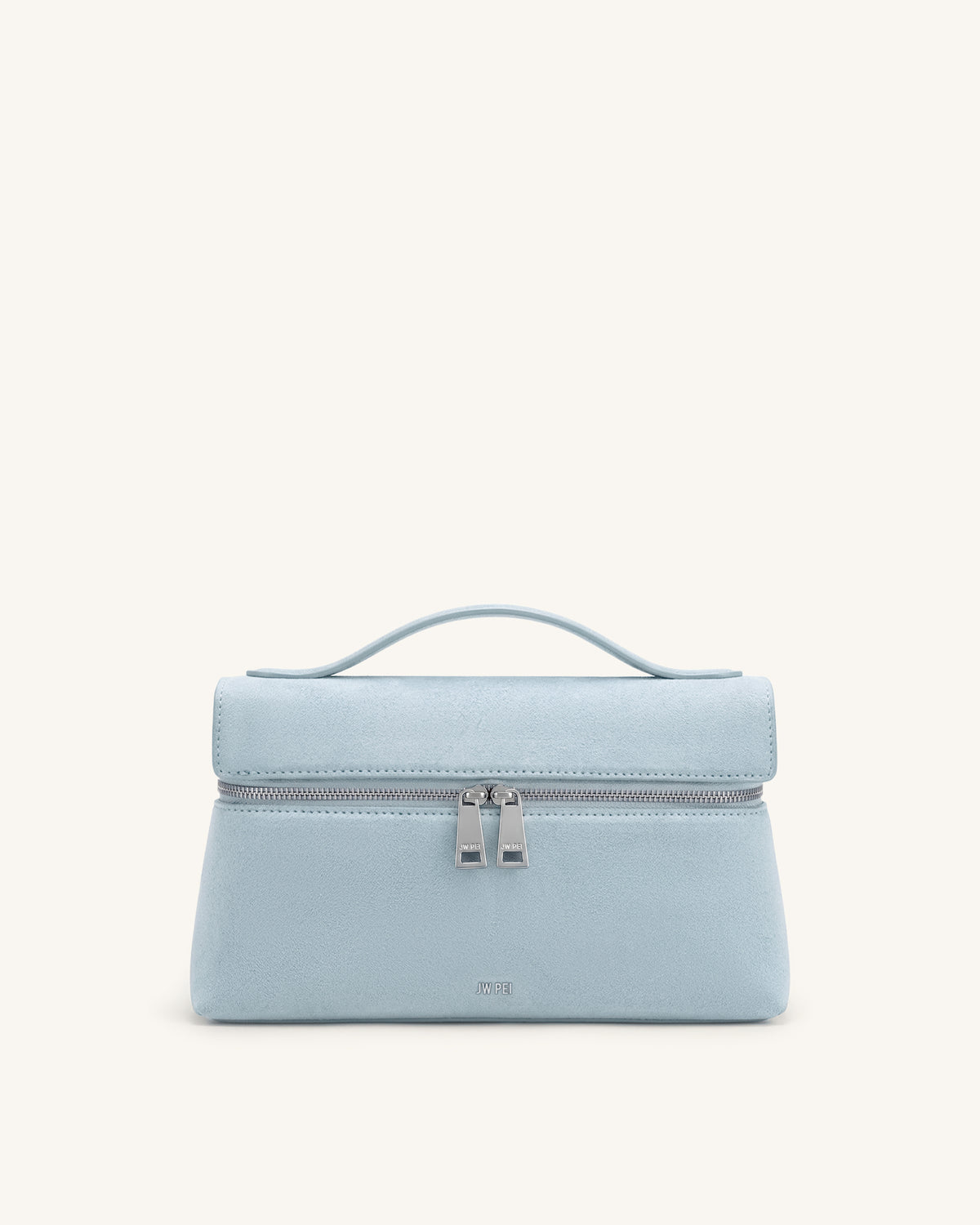 Thea Faux Suede Top Handle Bag - Light Blue - view 1