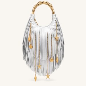 Chloe Metal Handle Fringe Top Handbag - Silver - view 1