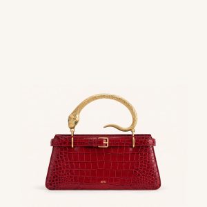 Elena Snake Handle Top Handle Bag - Burgundy Croc - view 1