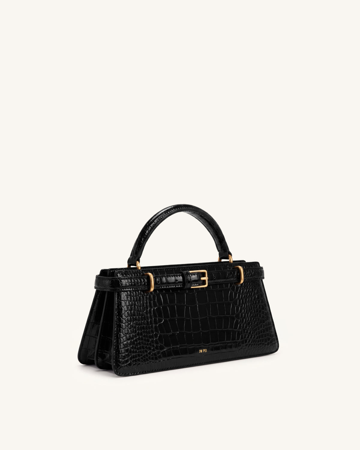 Elena Classic Top Handle Bag - Black Croc - view 2