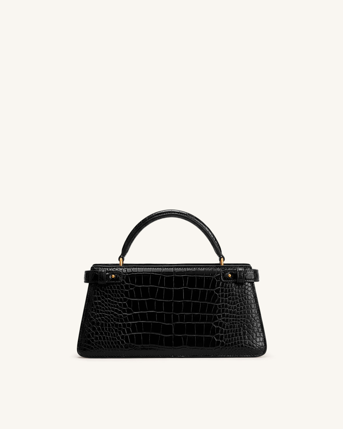 Elena Classic Top Handle Bag - Black Croc - view 3