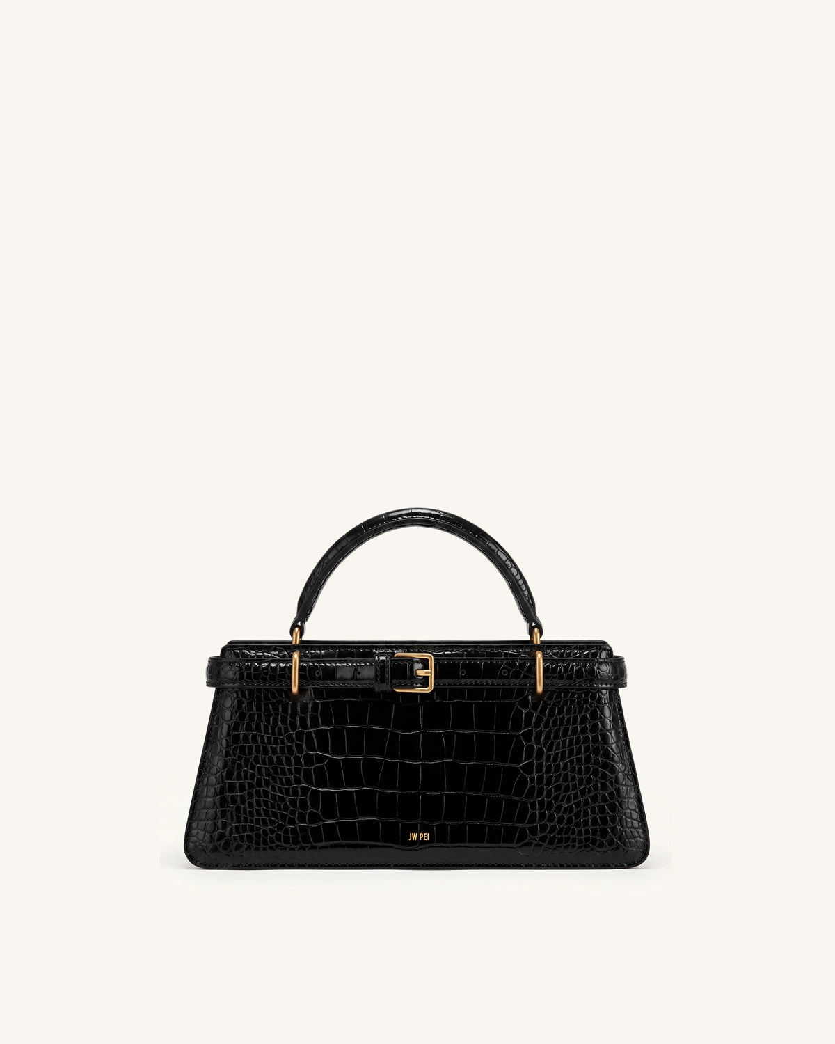 Elena Classic Top Handle Bag - Black Croc - view 1