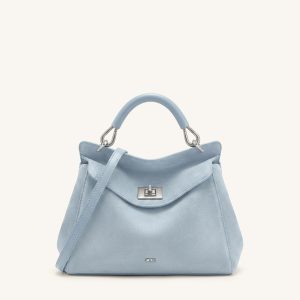 Lucia Classic Faux Suede Top Handle Bag - Light Blue - view 1