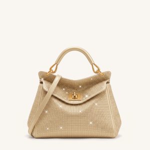 Lucia Classic Artificial Crystal Top Handle Bag - Champagne - view 1
