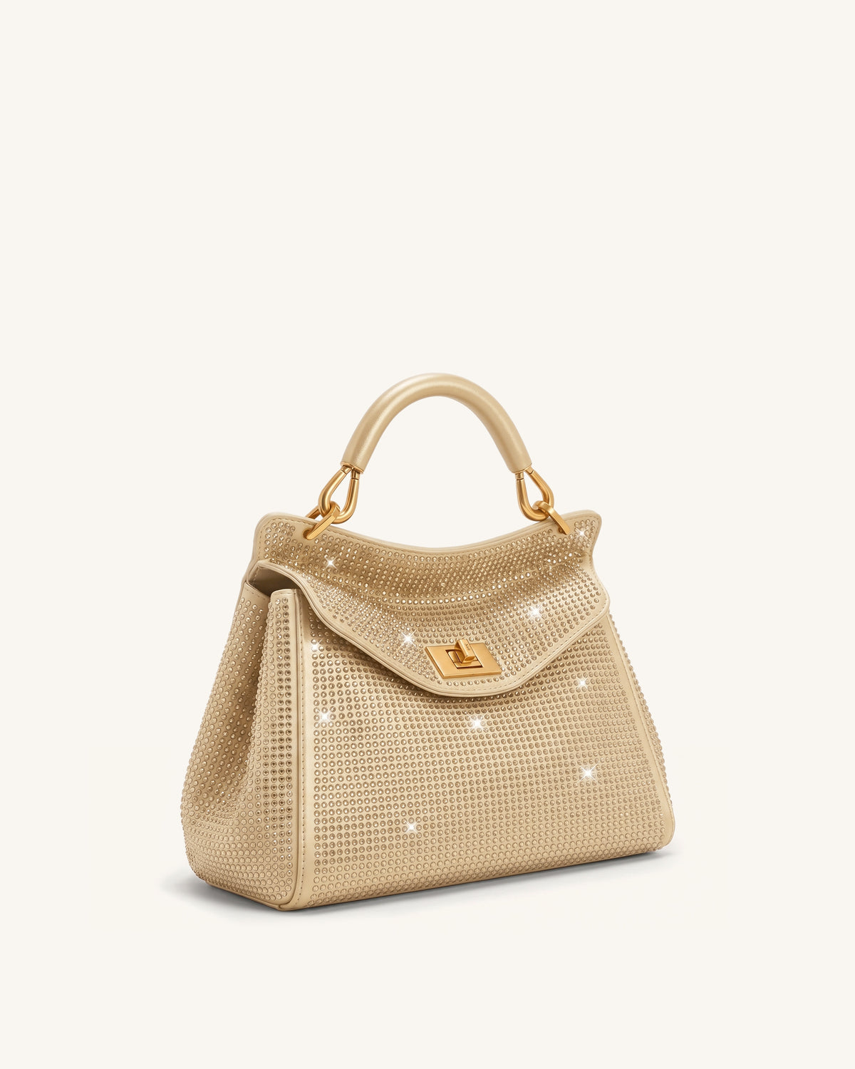 Lucia Classic Artificial Crystal Top Handle Bag - Champagne - view 2