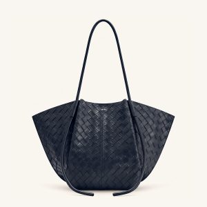Nala Woven Texture Wide Tote Bag - Navy Blue - view 1