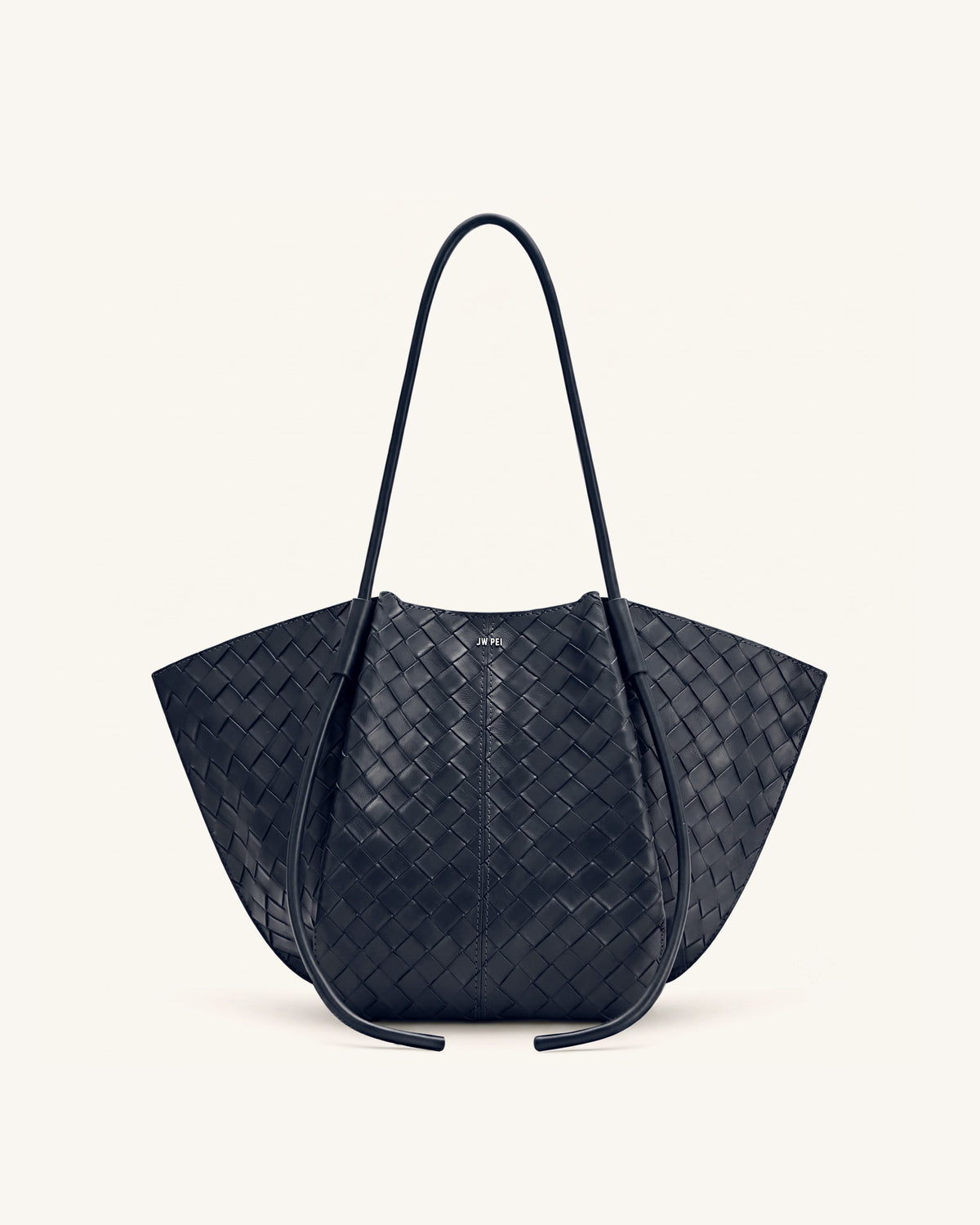 Nala Woven Texture Wide Tote Bag - Navy Blue - view 1