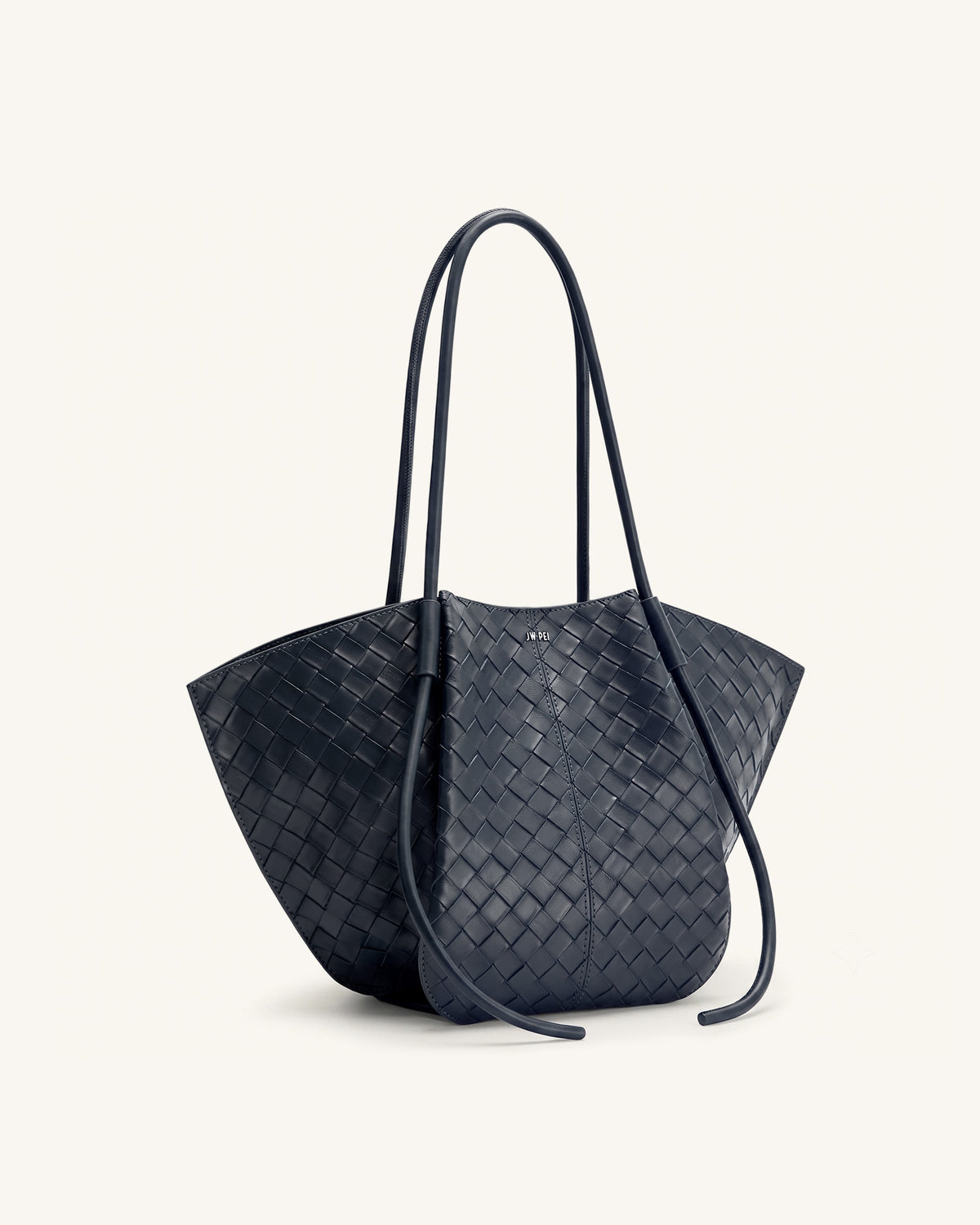Nala Woven Texture Wide Tote Bag - Navy Blue - view 2