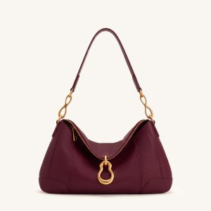 Jayla Metal Pendant Embellished Shoulder Bag - Burgundy - view 1