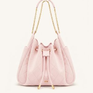 Rowan Faux Suede Quilted Chain Bucket Bag - Pink - view 1