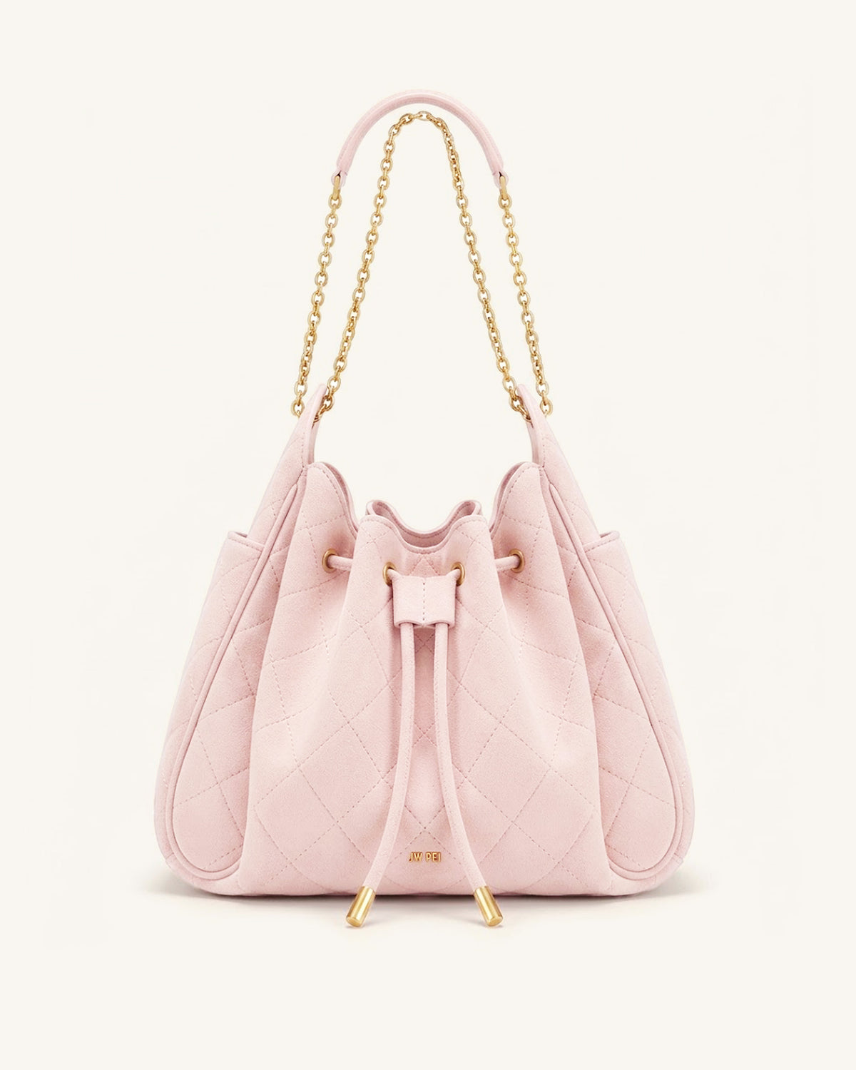 Rowan Faux Suede Quilted Chain Bucket Bag - Pink - view 1