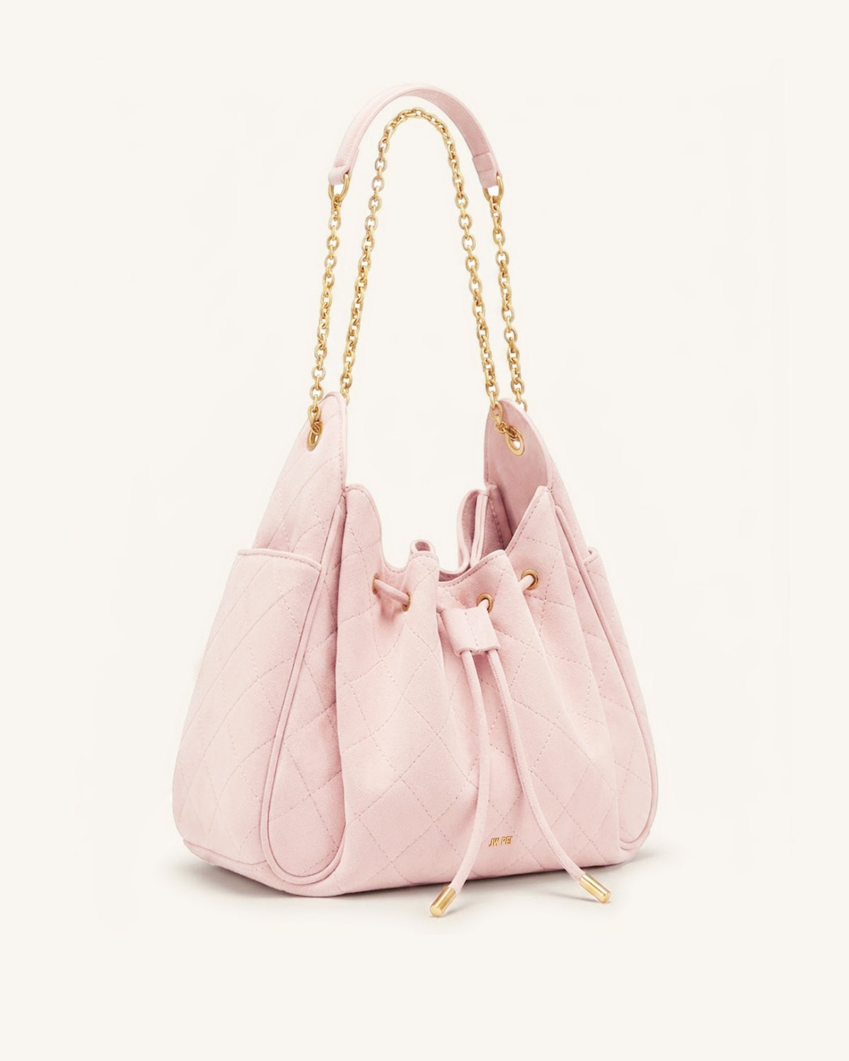 Rowan Faux Suede Quilted Chain Bucket Bag - Pink - view 2