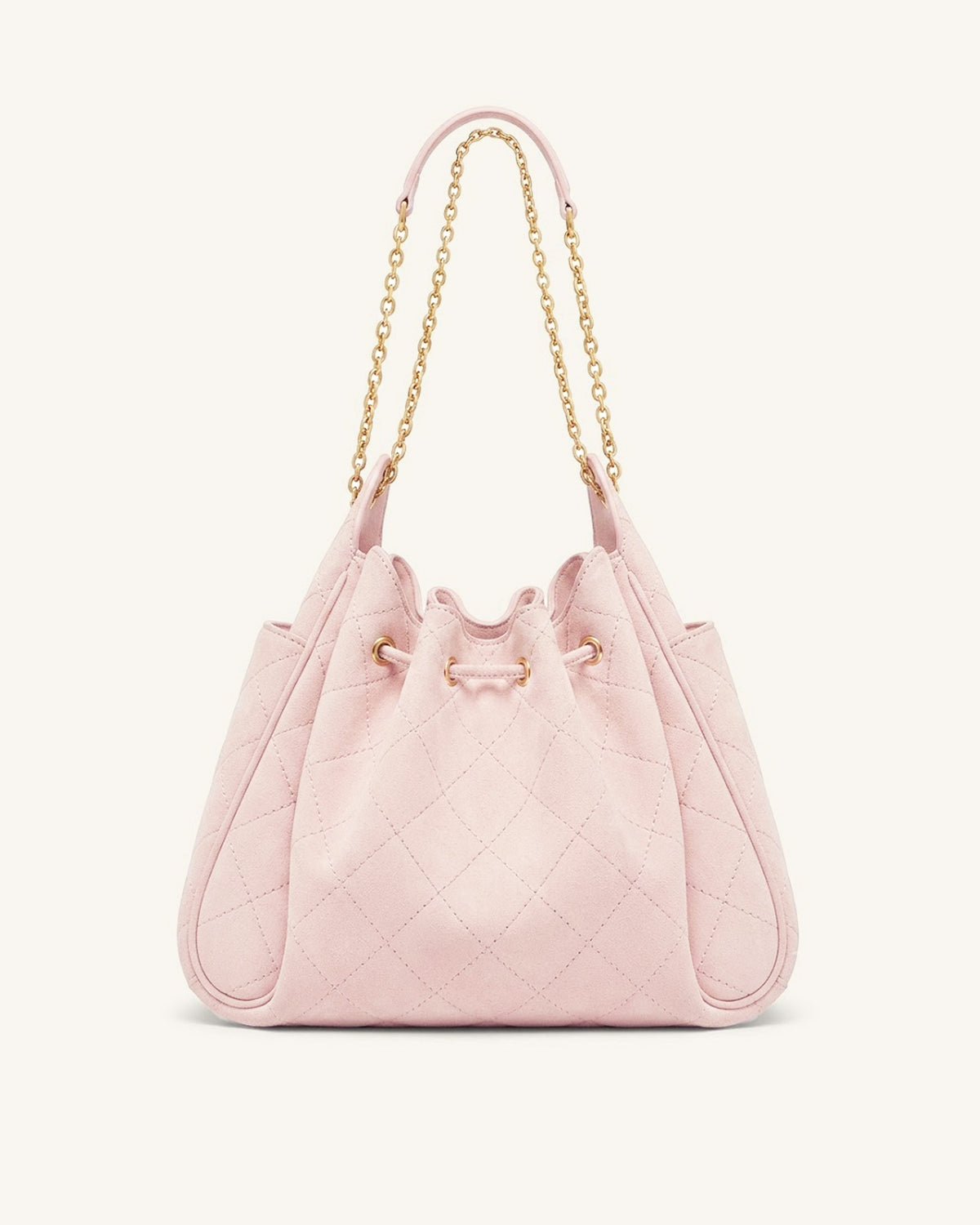 Rowan Faux Suede Quilted Chain Bucket Bag - Pink - view 3