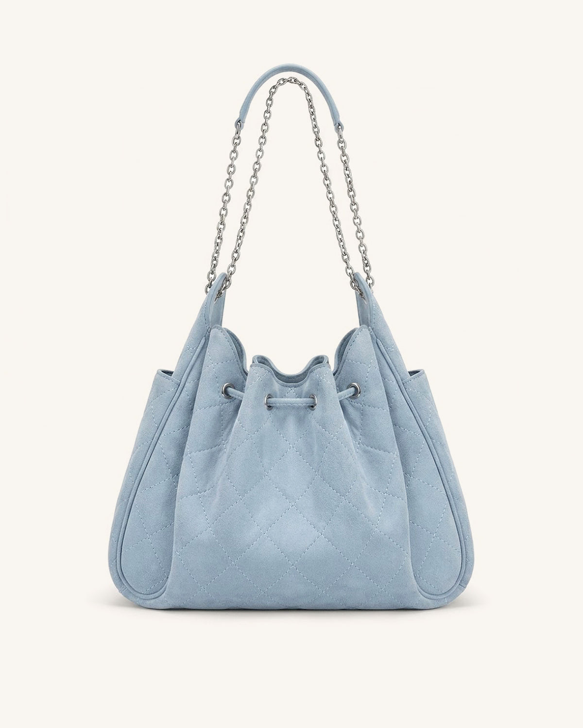 Rowan Faux Suede Quilted Chain Bucket Bag - Blue - view 3