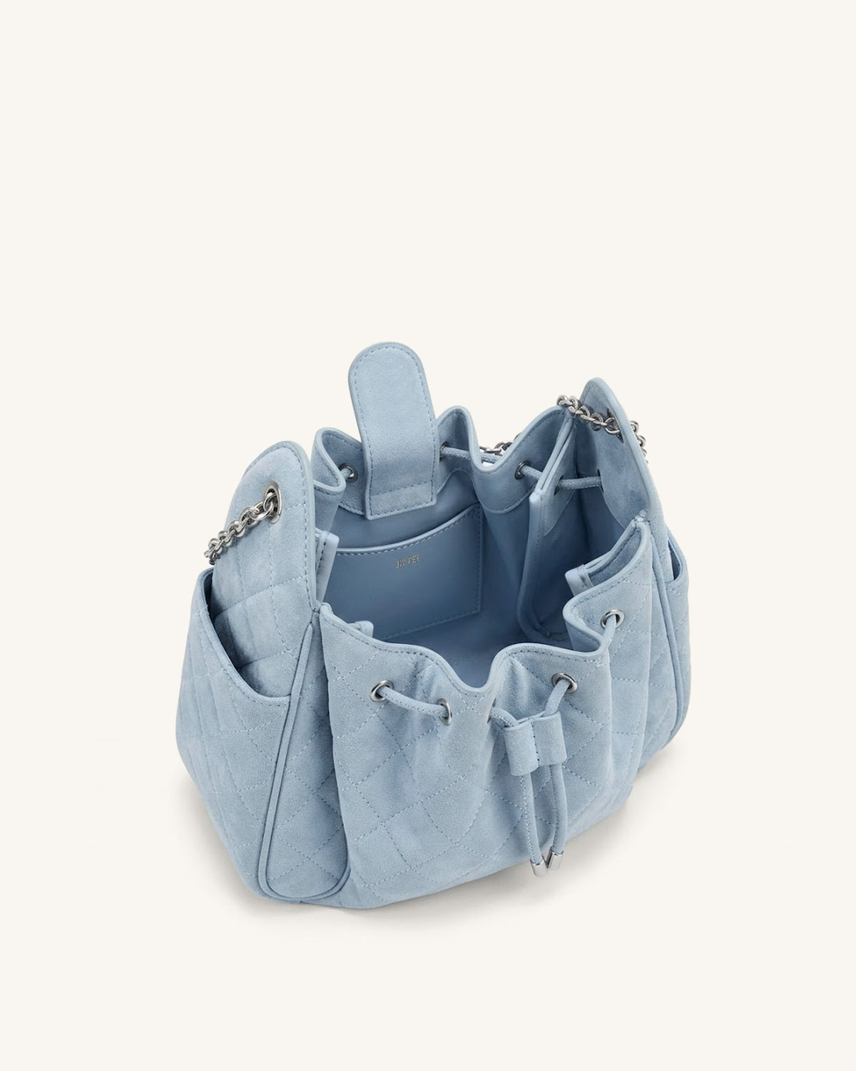 Rowan Faux Suede Quilted Chain Bucket Bag - Blue - view 4