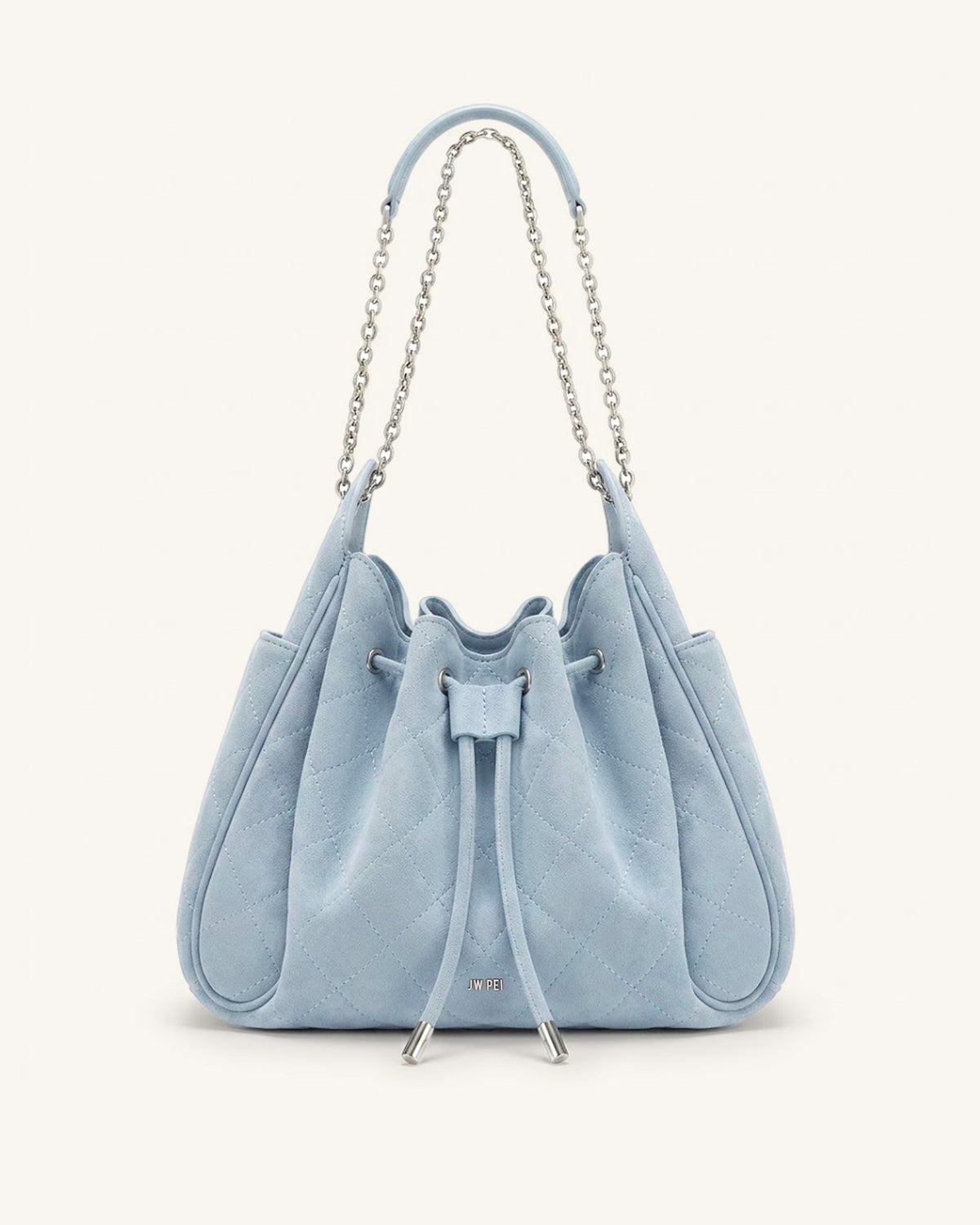 Rowan Faux Suede Quilted Chain Bucket Bag - Blue - view 1