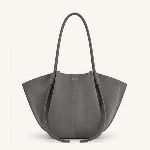 Nala Faux Suede Wide Tote Bag - Dark Gray - view 1