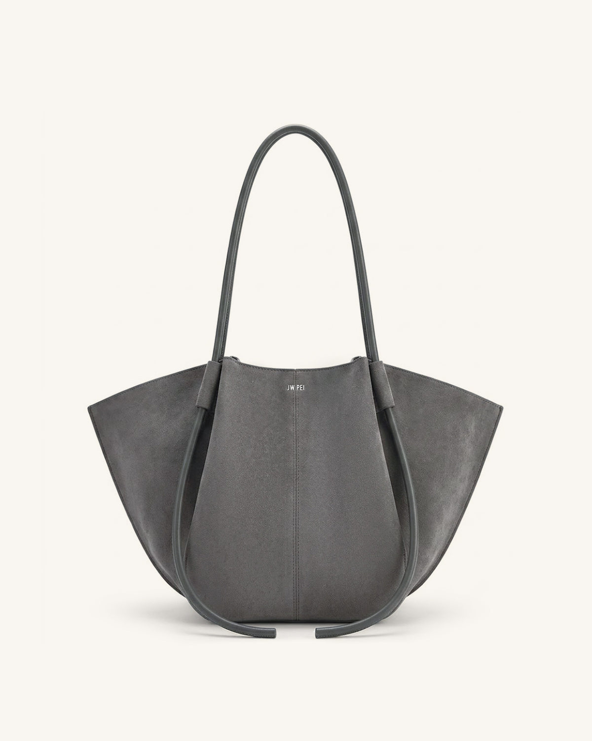 Nala Faux Suede Wide Tote Bag - Dark Gray - view 1