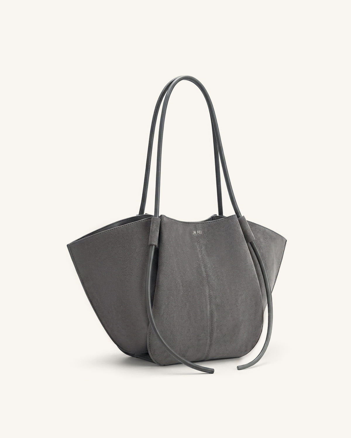 Nala Faux Suede Wide Tote Bag - Dark Gray - view 2