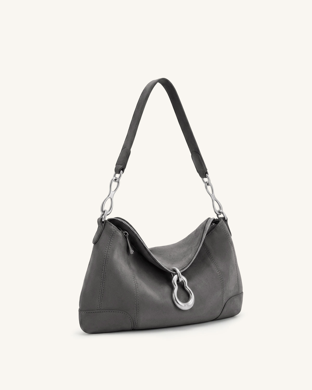 Jayla Faux Suede Metal Pendant Embellished Shoulder Bag - Dark Grey - view 2