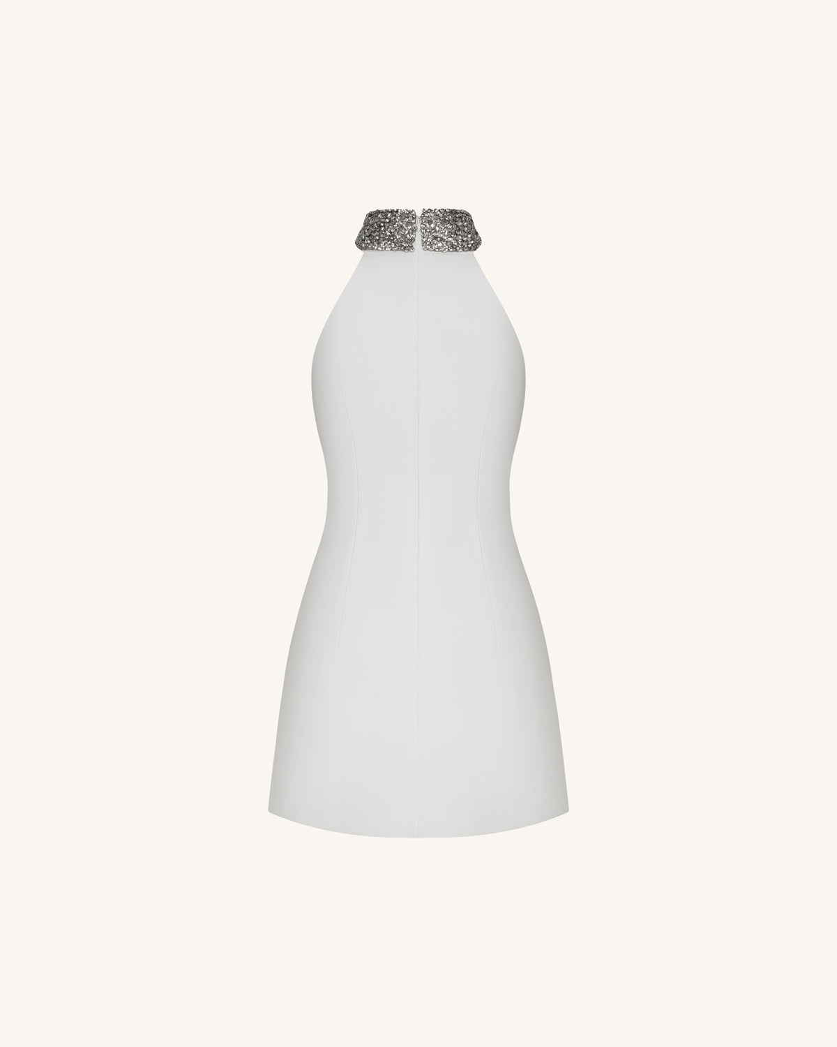 Jeweled Halter Iris Motif Dress - White - view 4
