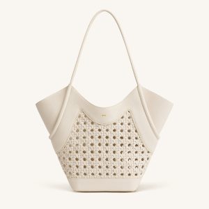 Maribel Woven Panel Tote Bag - Ivory - view 1