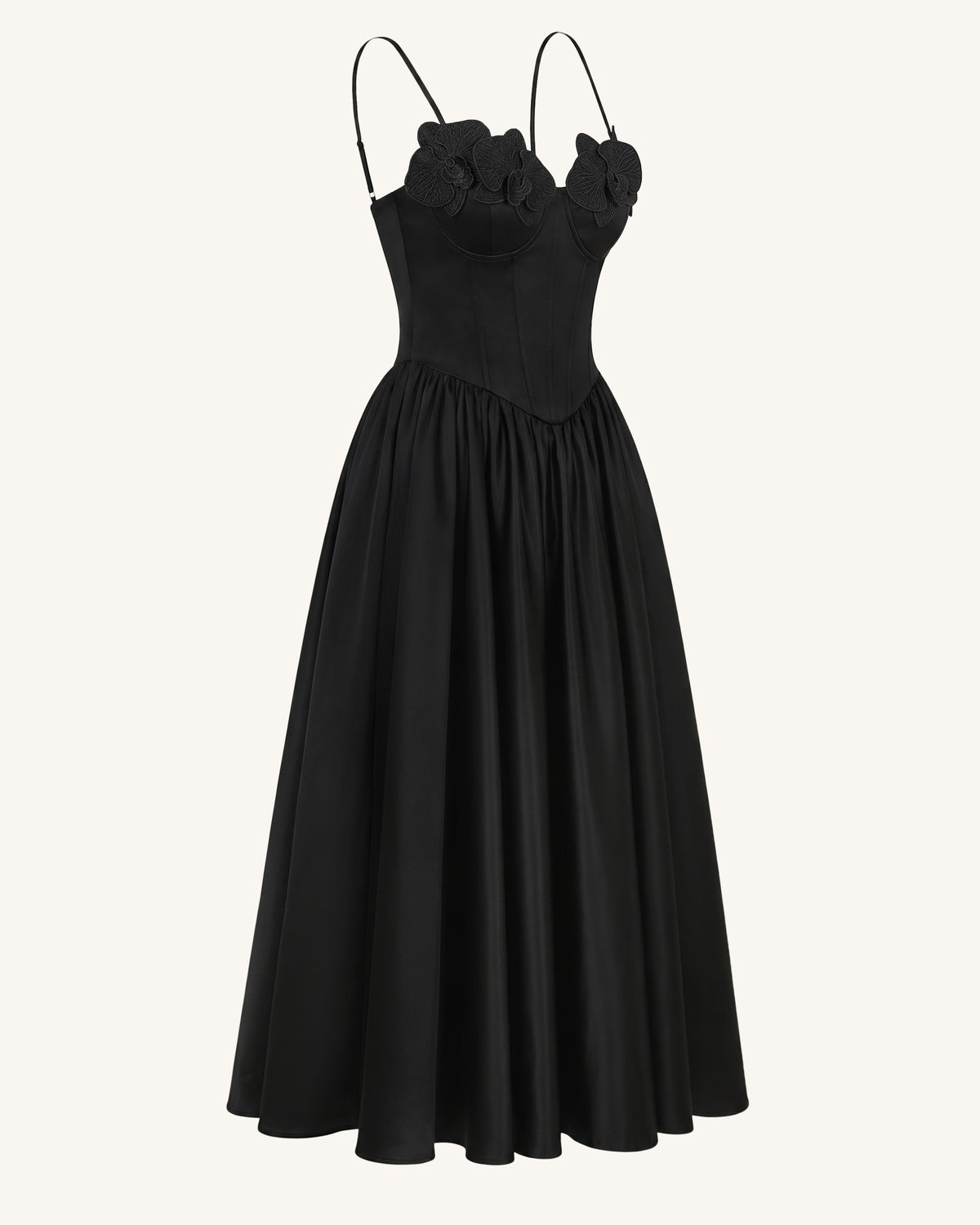 Orchid Embroidered Appliqué Corset Maxi Dress - Black - view 3