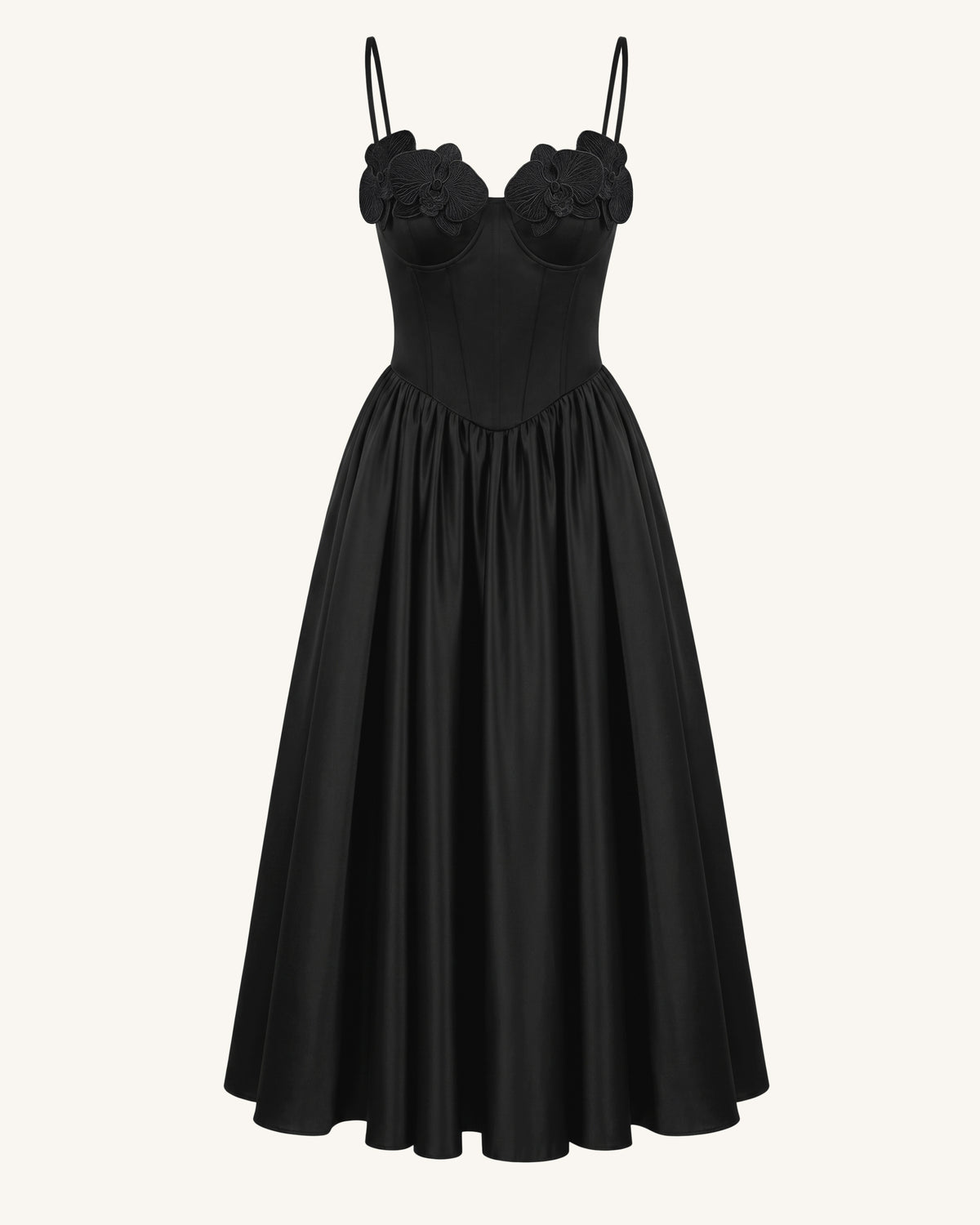 Orchid Embroidered Appliqué Corset Maxi Dress - Black - view 2