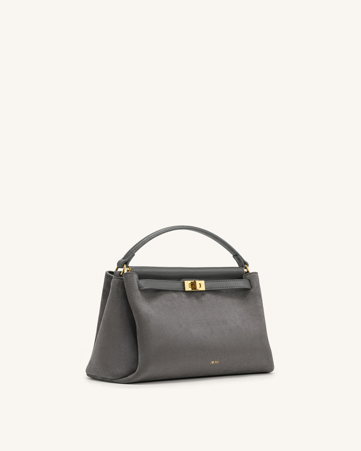 Carmen Faux Suede Top Handle Bag - Dark Gray - view 2