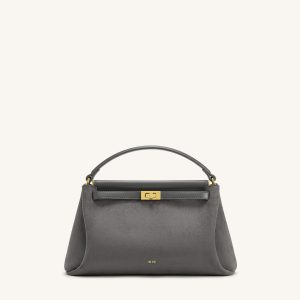 Carmen Faux Suede Top Handle Bag - Dark Gray - view 1