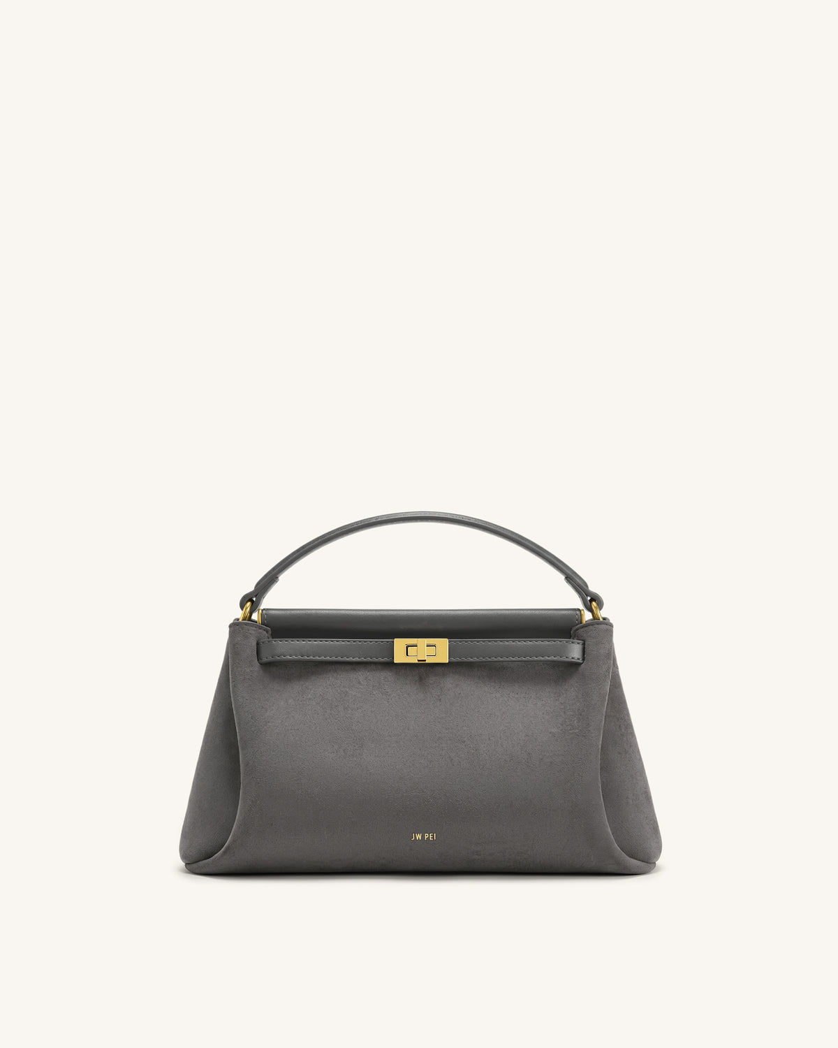 Carmen Faux Suede Top Handle Bag - Dark Gray - view 1