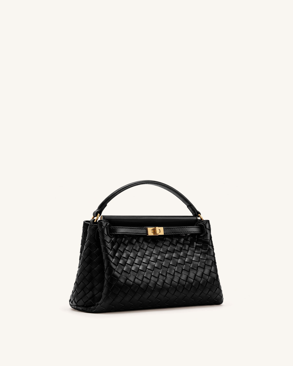 Carmen Woven Top Handle Bag - Charcoal Black - view 2