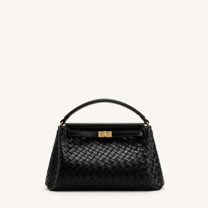 Carmen Woven Top Handle Bag - Charcoal Black - view 1