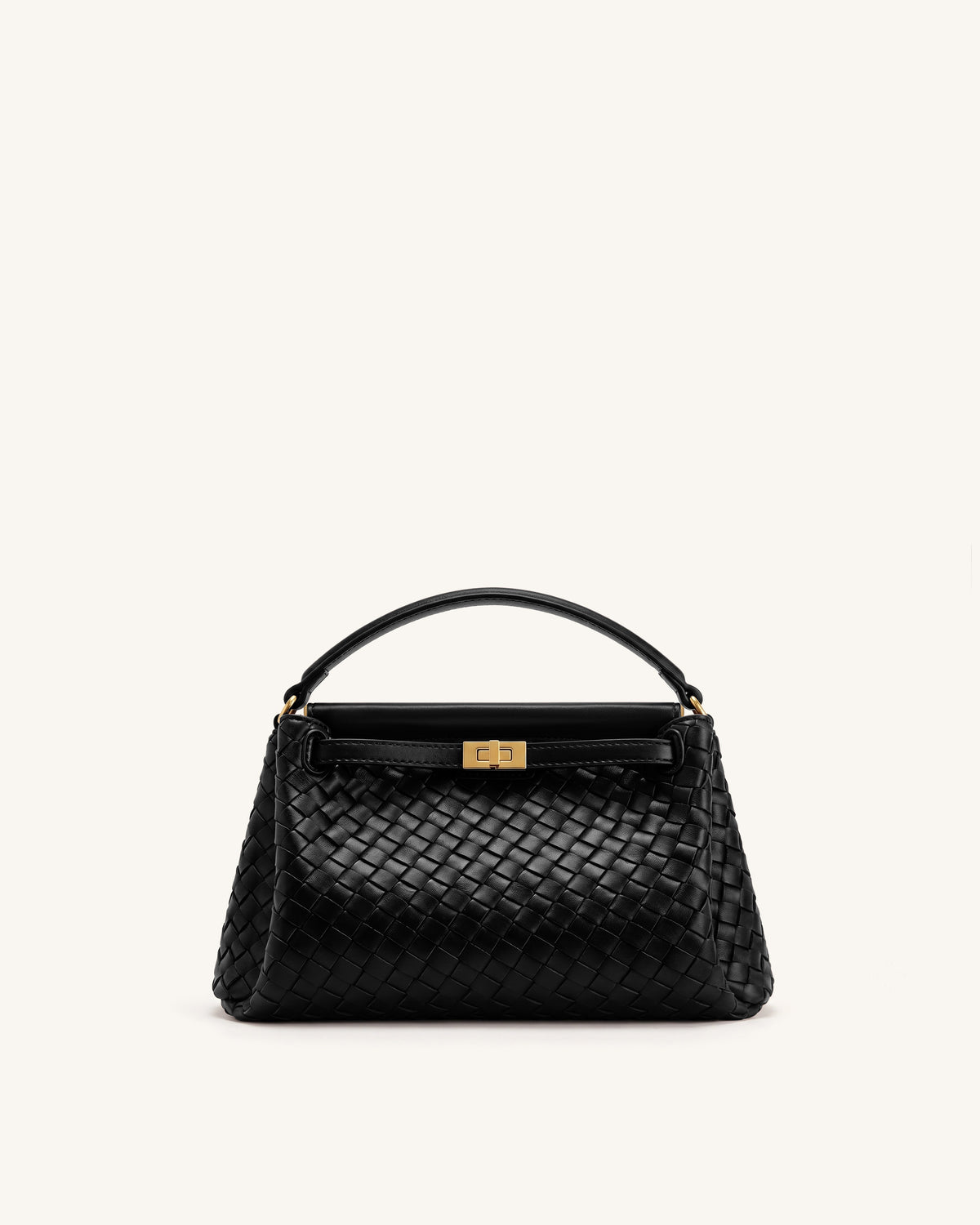 Carmen Woven Top Handle Bag - Charcoal Black - view 1